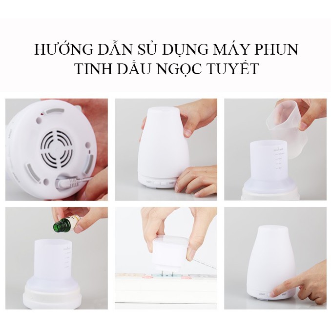 [LOẠI TỐT] Máy khuếch tán tinh dầu, máy phun tinh dầu, làm mát và lọc không khí 100-120ML + bạc hà 10ml (hình trụ trắng)