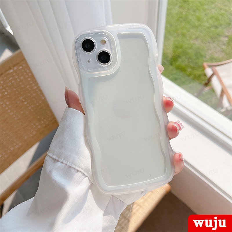 WUJU ốp lưng chống sốc trọng dễ thương những con sóng trong suốt Compatible For iPhone 11 12 13 Pro Max XR X XS Max 7 8 Plus SE