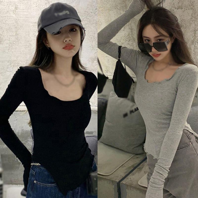 Áo thun tay dài thiết kế xẻ độc đáo