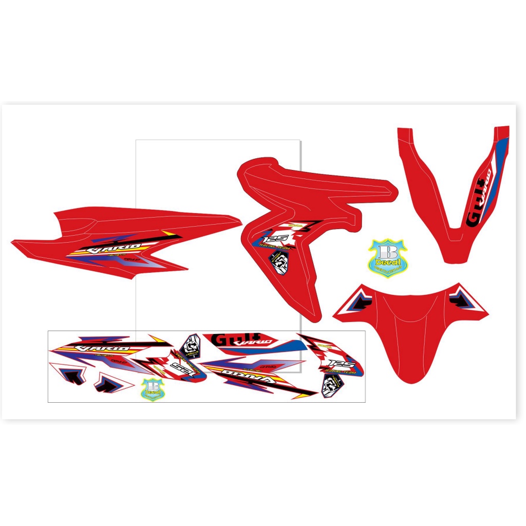 ( Quí khách vui lòng mang ra tiệm cho thợ dán ) Tem vario 125 đỏ