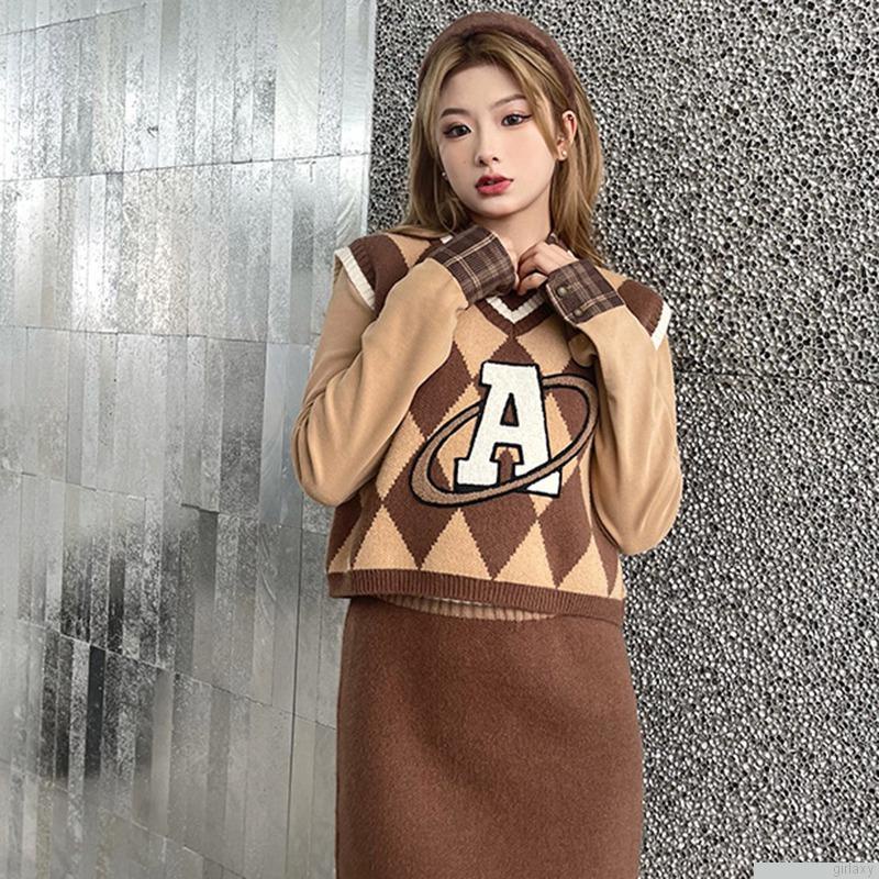Áo len nữ không tay cổ chữ V thời trang Hàn Quốc