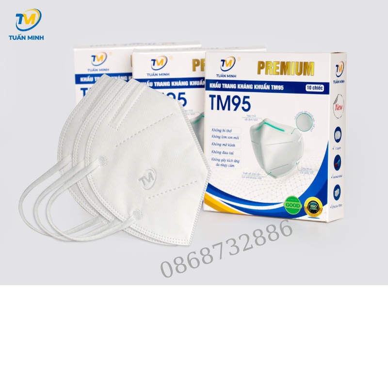 Hộp 10 Cái Khẩu Trang N95 Không Van - Khẩu Trang Y Tế 5 Lớp - N95 Kháng Khuẩn chống bụi mịn