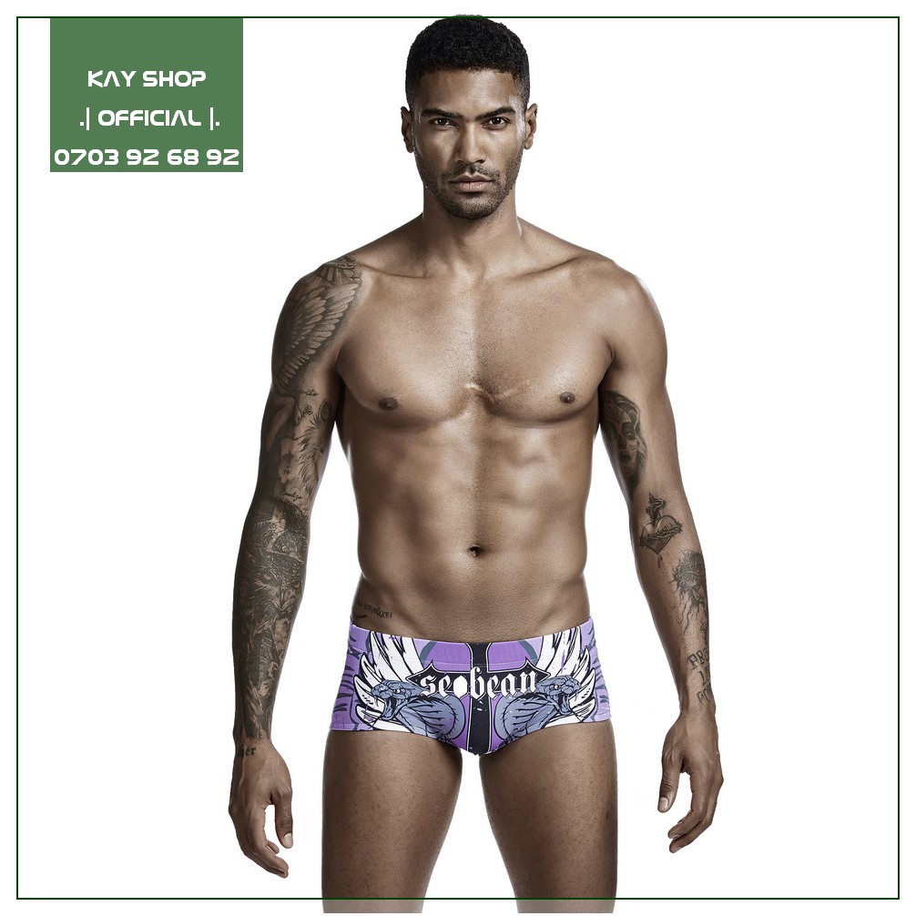 Quần bơi nam boxer cao cấp SEOBEAN - Bikini nam thể thao màu sắc họa tiết trẻ trung đi bơi đi biển BKNSB803