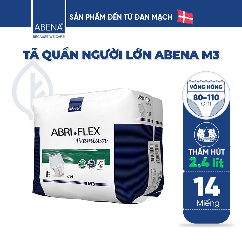 Bỉm tã quần người lớn thấm hút 2.4 lít Abena Abri Flex M3 (gói 14 miếng) - Nhập khẩu Đan Mạch