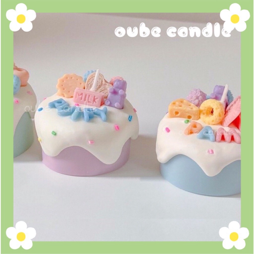 Nến Thơm Cao Cấp Tạo Hình Bánh Kem Birthday Cake Size 7cm Trang Trí Phòng | Oube Candle NT1