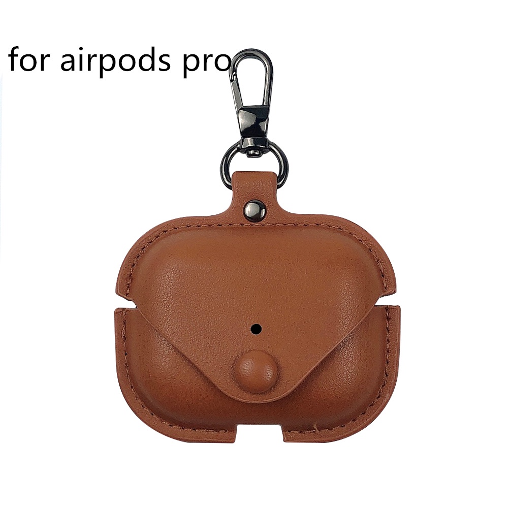 Vỏ Bảo Vệ Hộp Sạc Tai Nghe Airpods 2 3 1 Pro 3 Bằng Da Mềm Có Nút Bấm Chất Lượng Cao