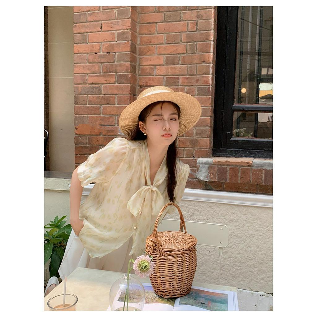 Áo Voan Cột Dây Tay Ngắn Lãng Mạn Mùa Hè 62412