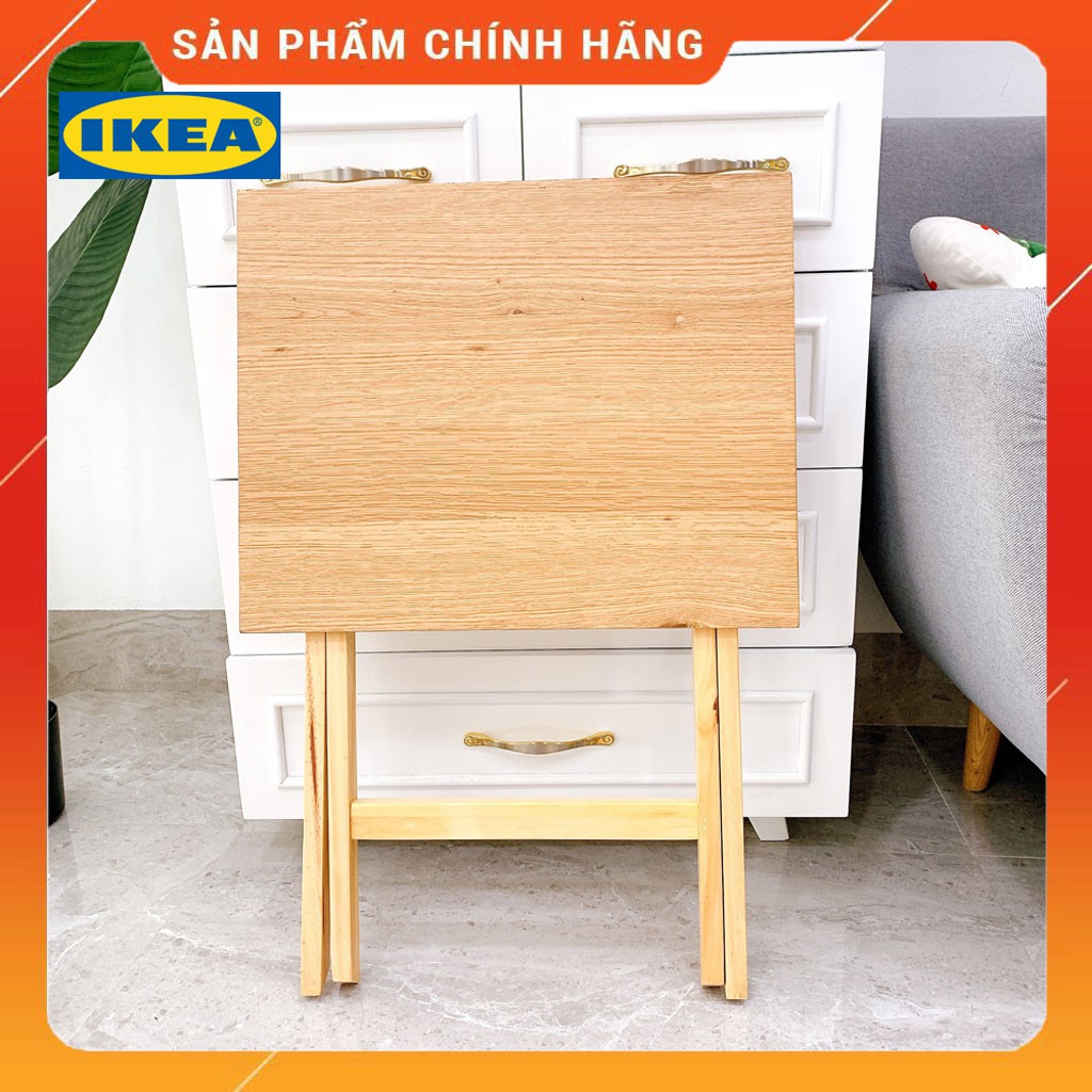 Bàn trà gấp gọn đa năng mini - thương hiệu IKEA 100% khung gỗ thông mặt Veneer sồi cao cấp