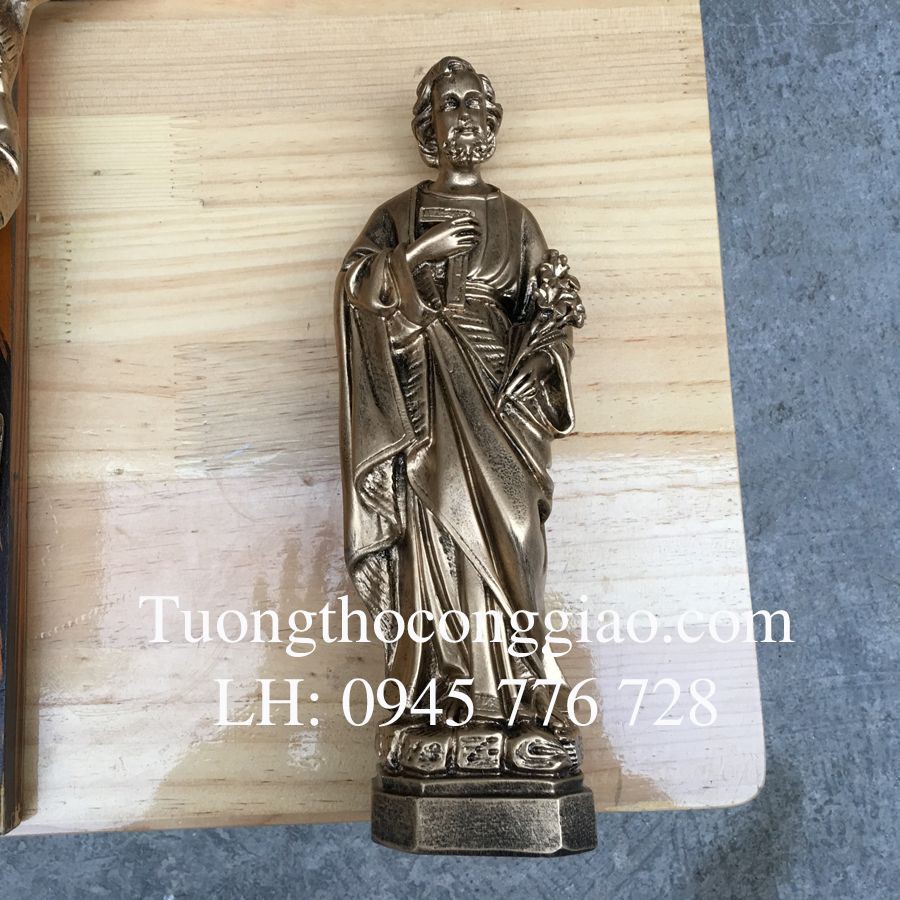 Bộ tượng Bàn Thờ Thiên Chúa 30cm sơn Xi đồng