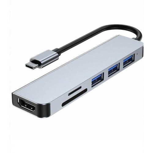 Bộ chuyển Hub USB Type-C 6 in 1 ( LAN+ TYPEC+ USB * 3+HDTV+SD+TF+PD)