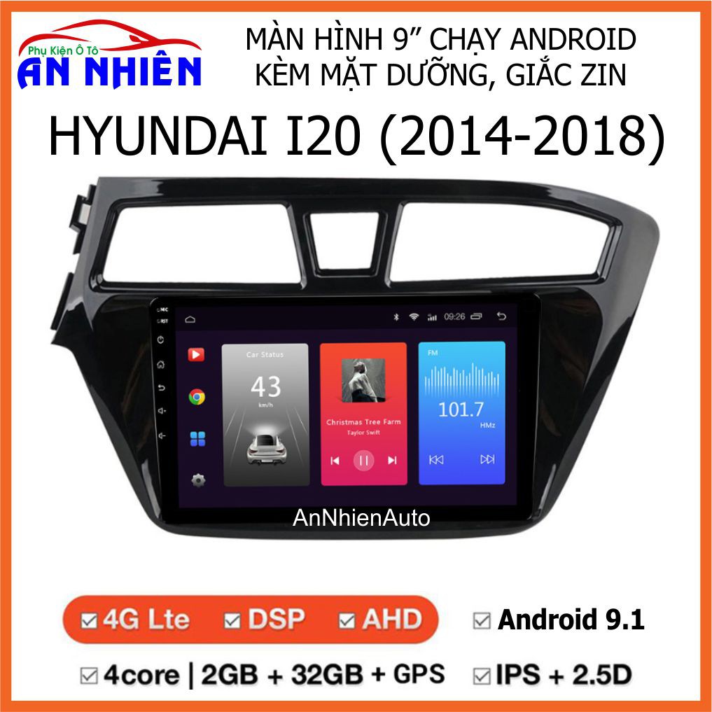 Màn Hình Android 9 inch Cho HYUNDAI  I20 2014-2020 - Đầu DVD Chạy Android Kèm Mặt Dưỡng Giắc Zin Huyndai I20