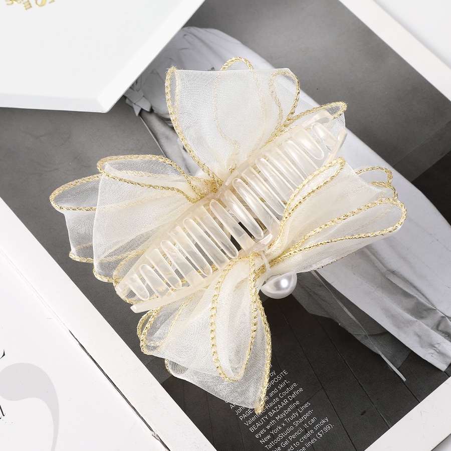 Kẹp Tóc Nơ Lưới Đính Ngọc Trai Thời Trang Hàn Quốc