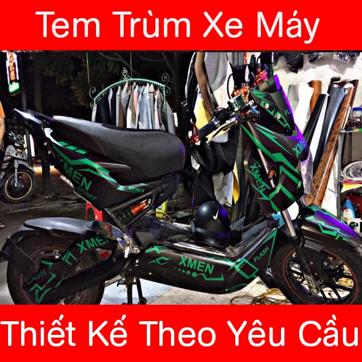 Tem Trùm Xe Xmen Đen Chỉ Xanh