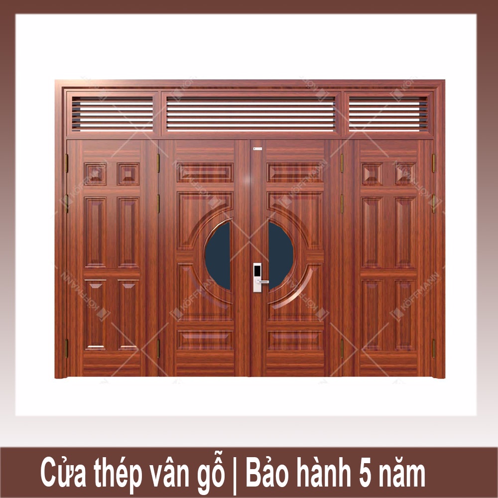 Cửa thép vân gỗ 4 cánh đều - KG42.01.04-3NC