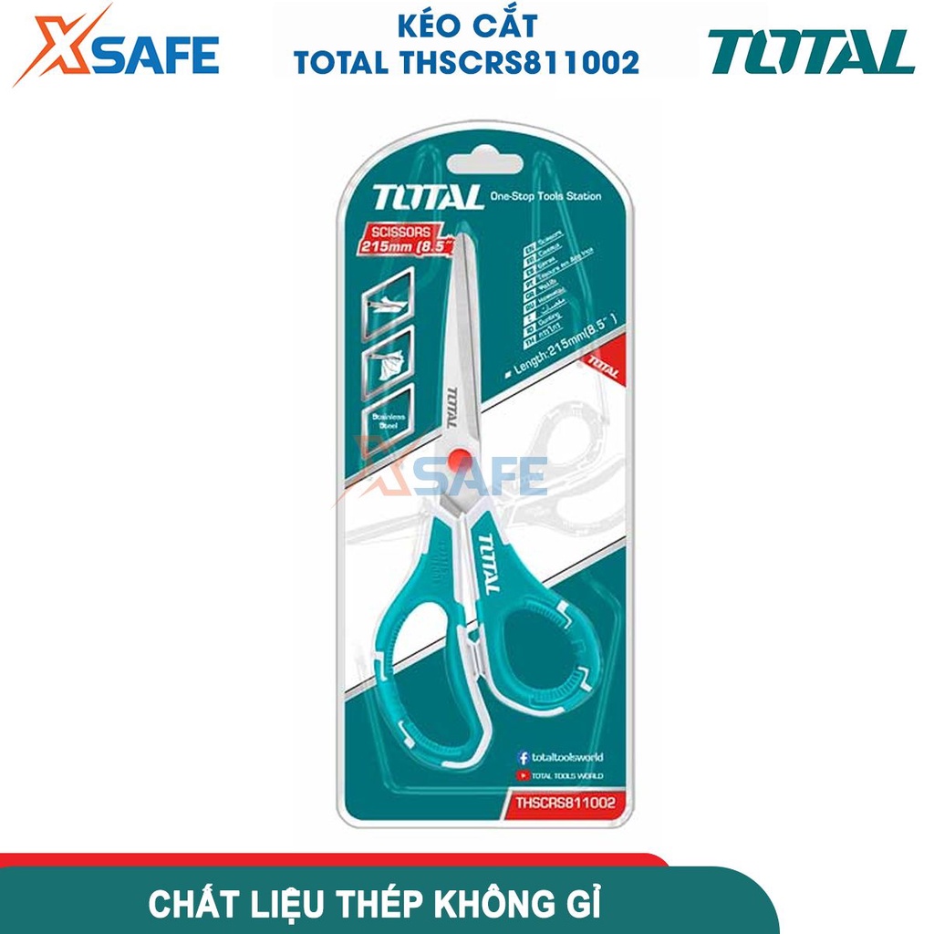 Kéo cắt cầm tay TOTAL THSCRS811002 215mm, chất liệu thép không gỉ, độ dày lưỡi 2.5mm, tay cầm nhỏ gọn vừa vặn