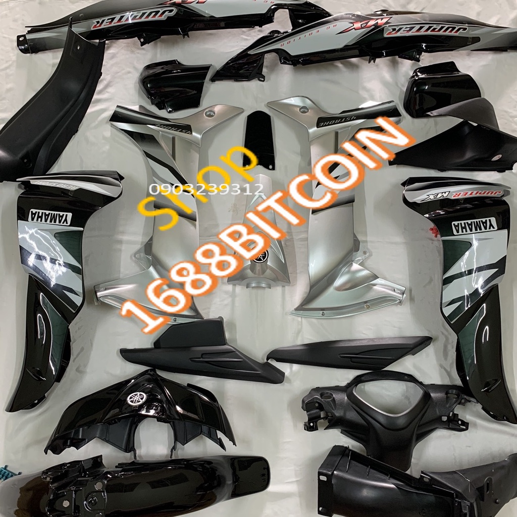 Bộ dàn áo xe JUPITER MX màu ĐEN BẠC --vỏ nhựa xe JUPITER GRAVITA -nhựa nguyên sinh cao cấp loại 1 ĐẸP KHÍT