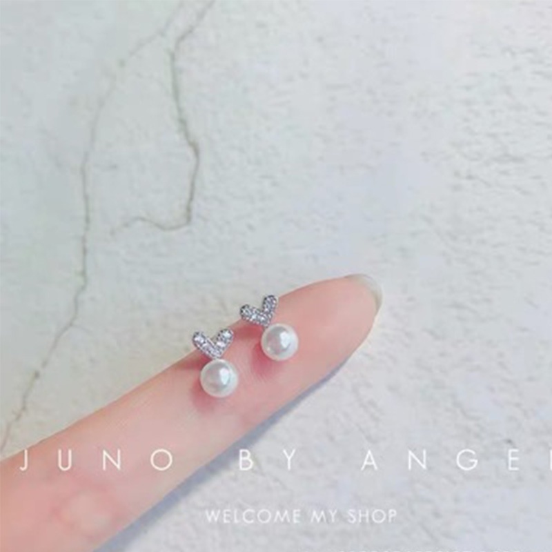 Bông tai mạ bạc 925 đính đá đơn giản thời trang dành cho nữ