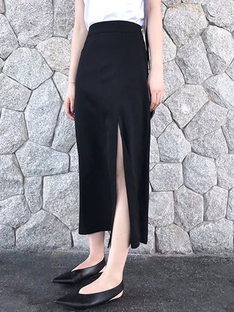 Chân váy midi xẻ tà màu đen cực sexy MV06 | BigBuy360 - bigbuy360.vn