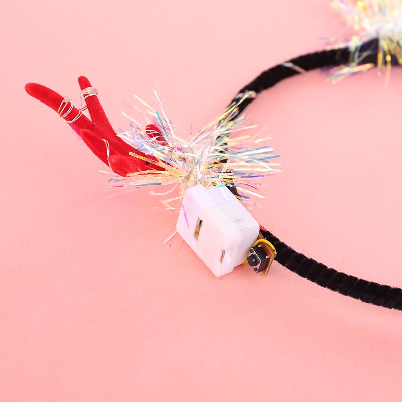 Băng Đô Cài Tóc Hình Sừng Tuần Lộc Dễ Thương Có Đèn LED