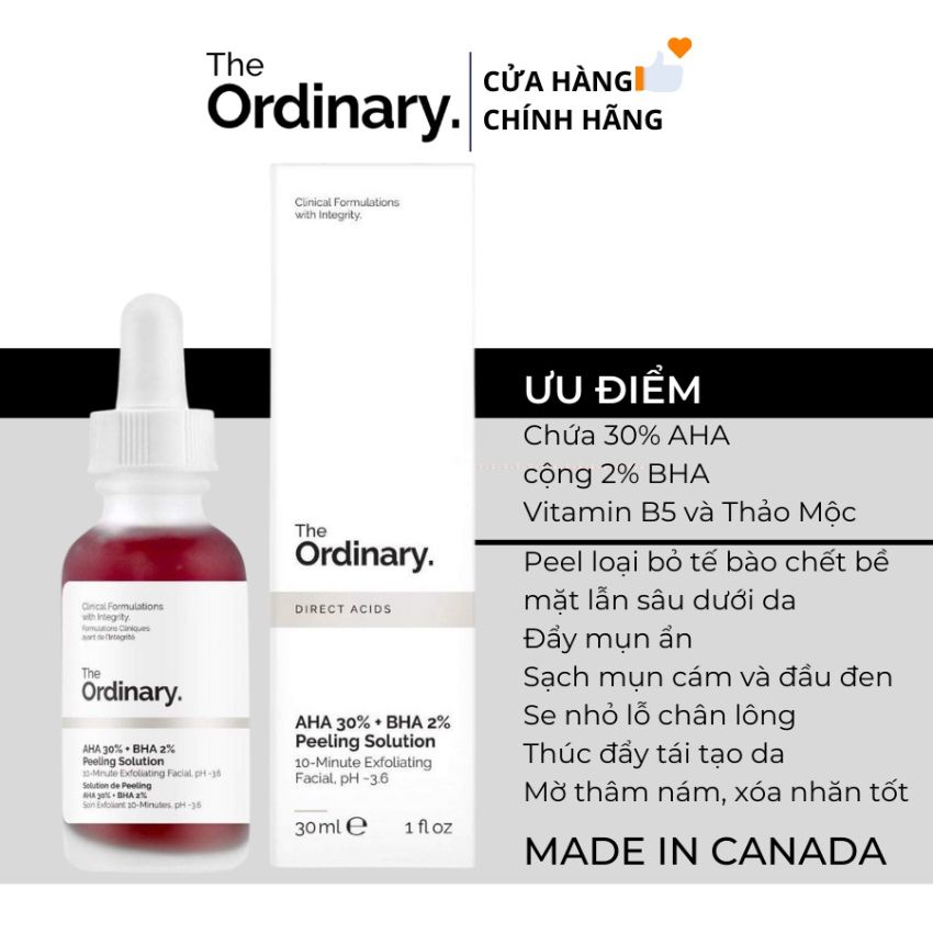 Peel da the ordinary 30ml, tinh chất tẩy tế bào chết hóa học cho da dầu mụn da nhạy cảm