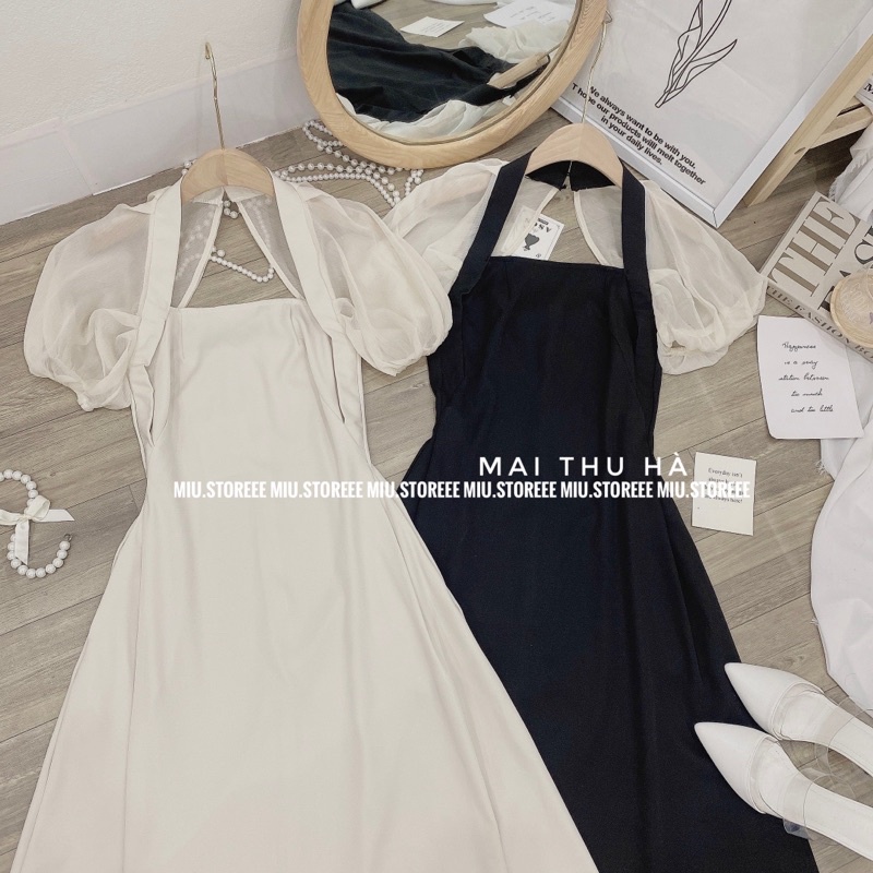 [ẢNH THẬT] VÁY DÁNG DÀI CHỮ A CỔ THUYỀN PHỐI TAY BÔNGG VOAN BE VDPTVB | BigBuy360 - bigbuy360.vn