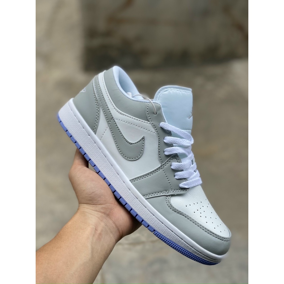 giầy thể thao Jordan 1 low xám trắng đế xanh thời trang nam nữ