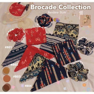 Khăn bandana - Brocade Thổ Cẩm - Khăn choàng hoạ tiết ( Mua 1 tặng 1 scrunchies )