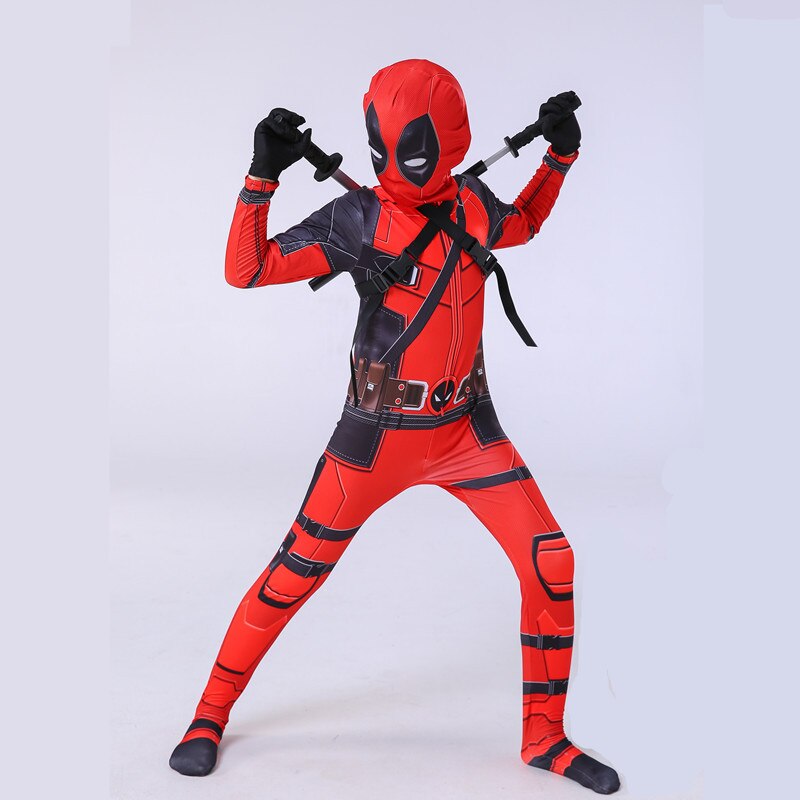 Bộ Áo Liền Quần Hóa Trang Deadpool / Captain America Dịp Halloween Cho Bé