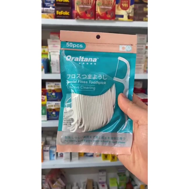 Tăm chỉ nha khoa Oraltana Gói 50 Que,tăm kẽ răng Oral Tana, xỉa răng, chăm sóc răng lợi tiêu chuẩn xuất Nhật