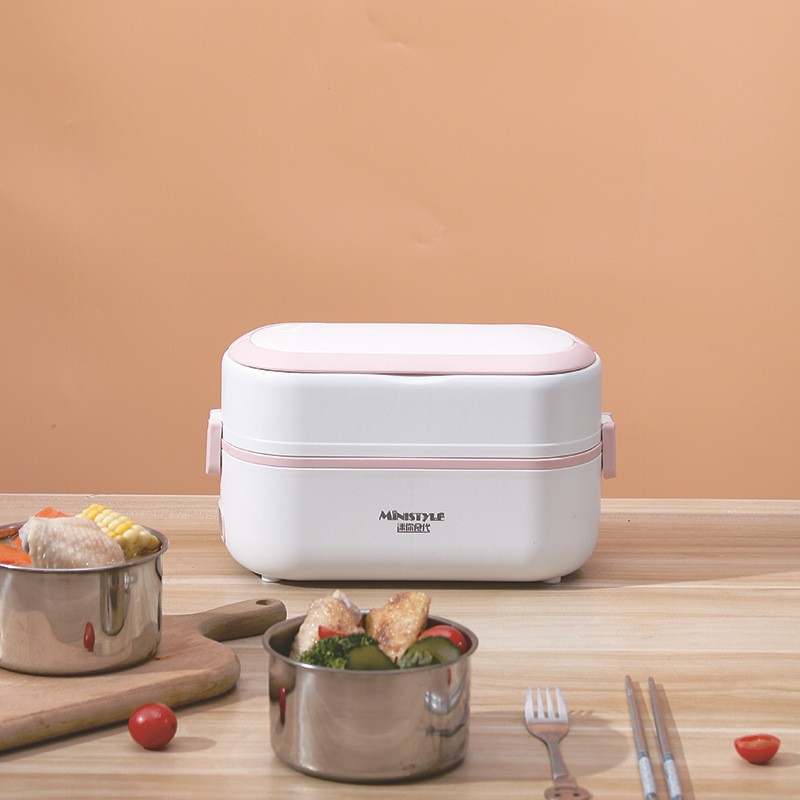 Hộp cơm cắm điện MINISTYLE 2 tầng 4 bát inox có chế độ giữ nhiệt, hâm nóng và tự nấu chín thức ăn đa chức năng GUDEO | BigBuy360 - bigbuy360.vn