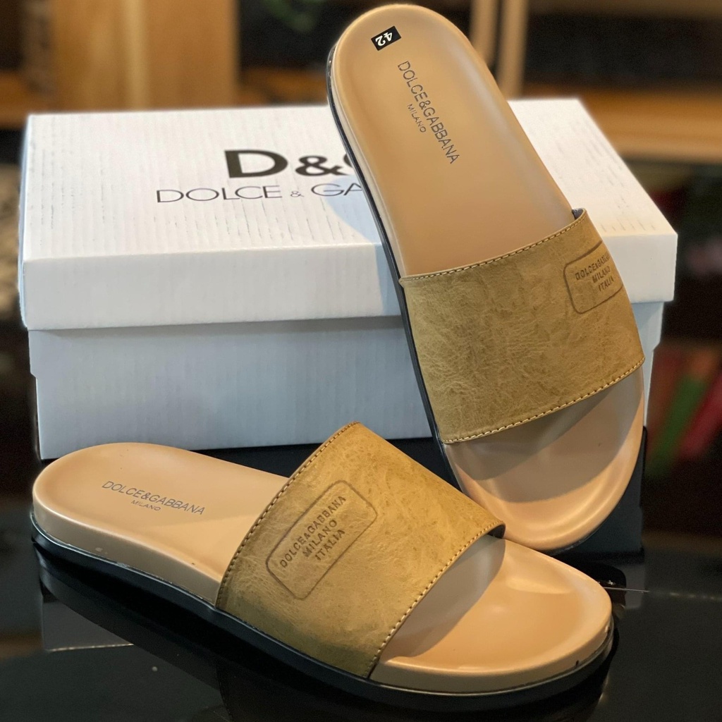 Dép da nam quai ngang da bò cao cấp dép da thời trang Size 38 - 43