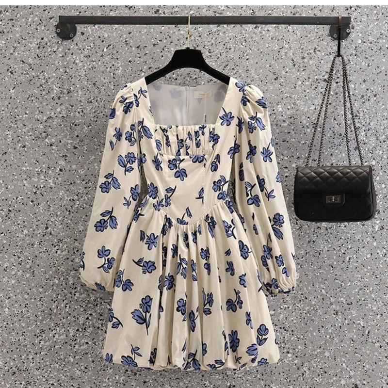 [HÀNG SẴN]VÁY HOA NINA CỔ VUÔNG TAY BỒNG XINH XẮN/ĐẦM HOA NINA BỒNG XOÈ | BigBuy360 - bigbuy360.vn