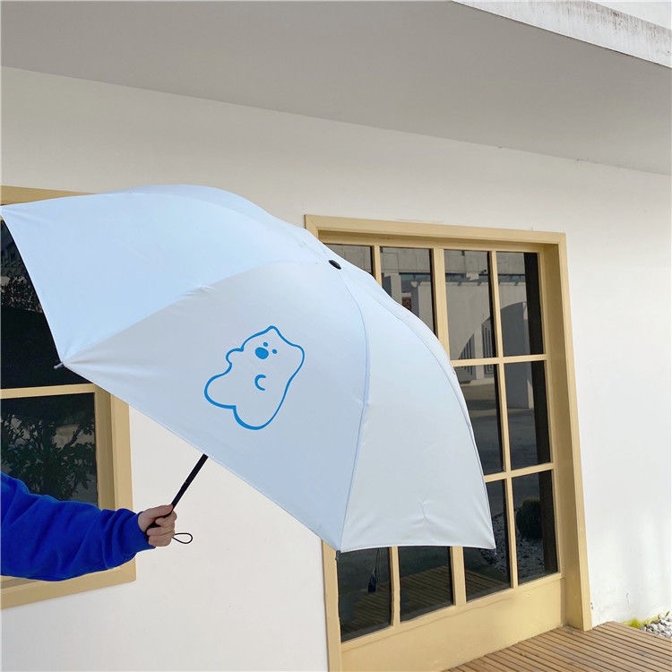Dù Gấp Chống Tia UV Nắng Mưa In Hình Gấu Dễ Thương