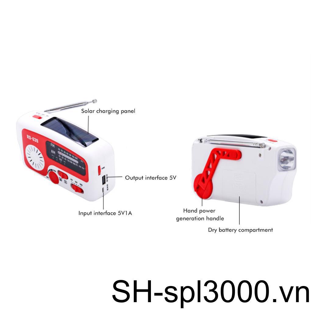 Đài AM / FM Năng Lượng Mặt Trời Cầm Tay Có Báo Động Với Pin Sạc Dự Phòng 1200 Thời Tiết SOS