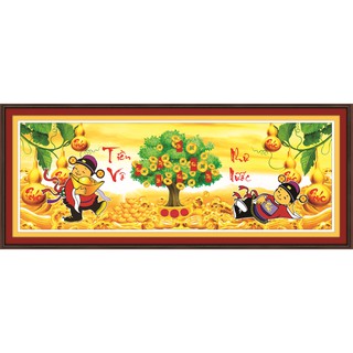 TRANH ĐÍNH ĐÁ Cây tiền vàng thần tài Vô Như Nước 3D 88718 |130x50| - Chưa đính