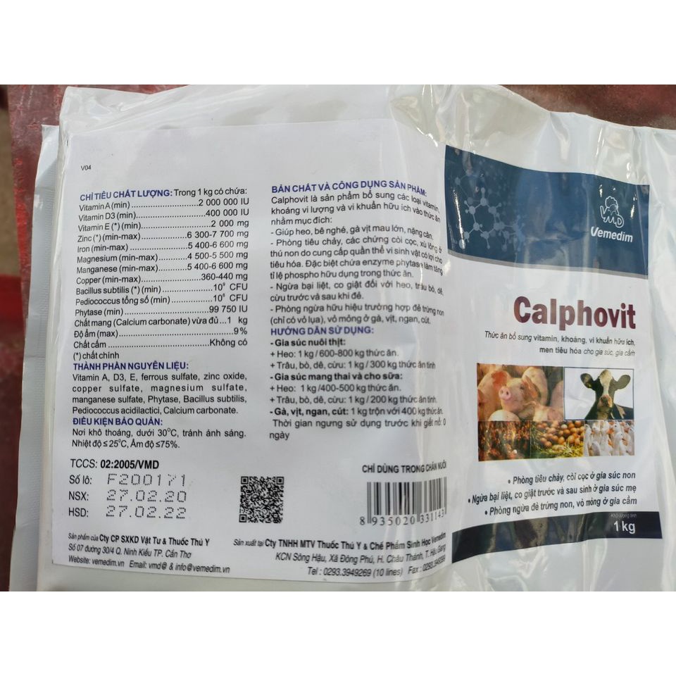 CALPHOVIT BỔ SUNG Canxi, men tiêu hoá và NHỮNG CHẤT THIẾT YẾU CHO GIA SÚC GIA CẦM