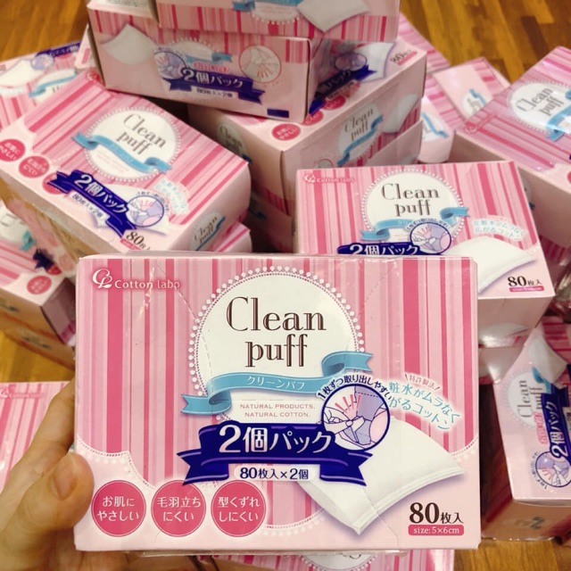 Bông tẩy trang Clean Puff Nhật Bản