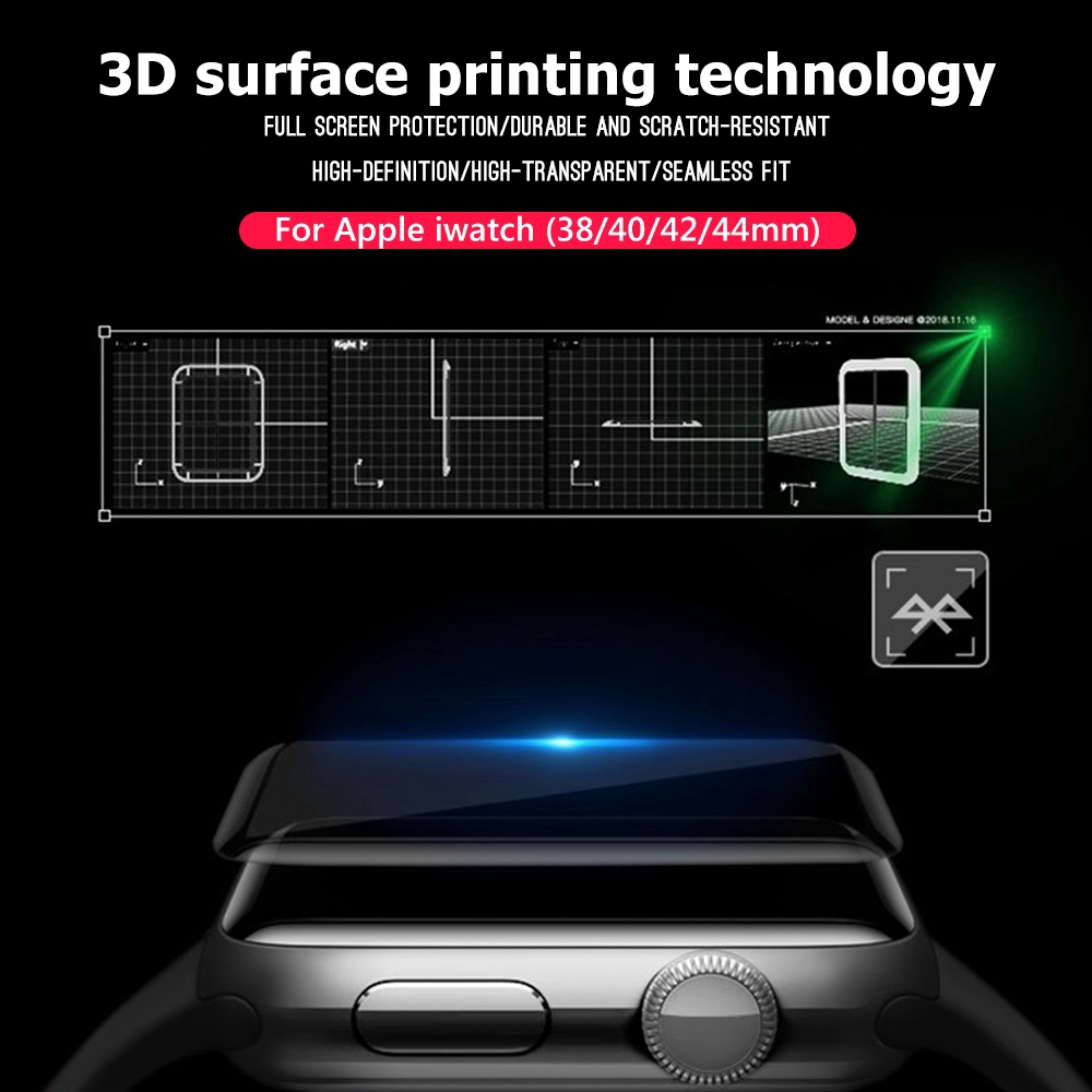 Miếng dán Hydrogel cường lực cong 3D cho đồng hồ Apple iWatch 1 2 3 4 38 40 42 44mm