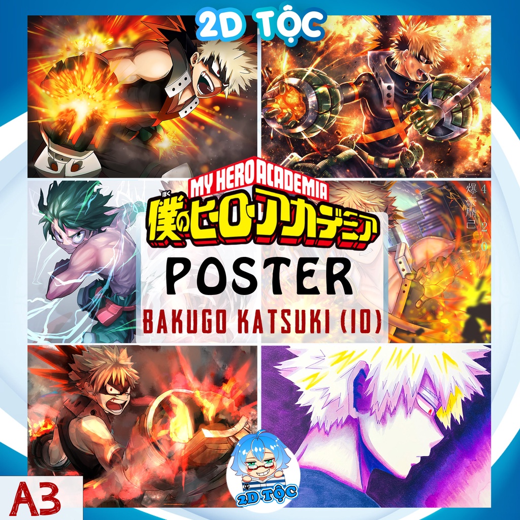 Ảnh poster A3 dán tường cao cấp Bakugo Katsuki (10) Anime Manga Boku no Hero Academia by 2D Tộc Shop