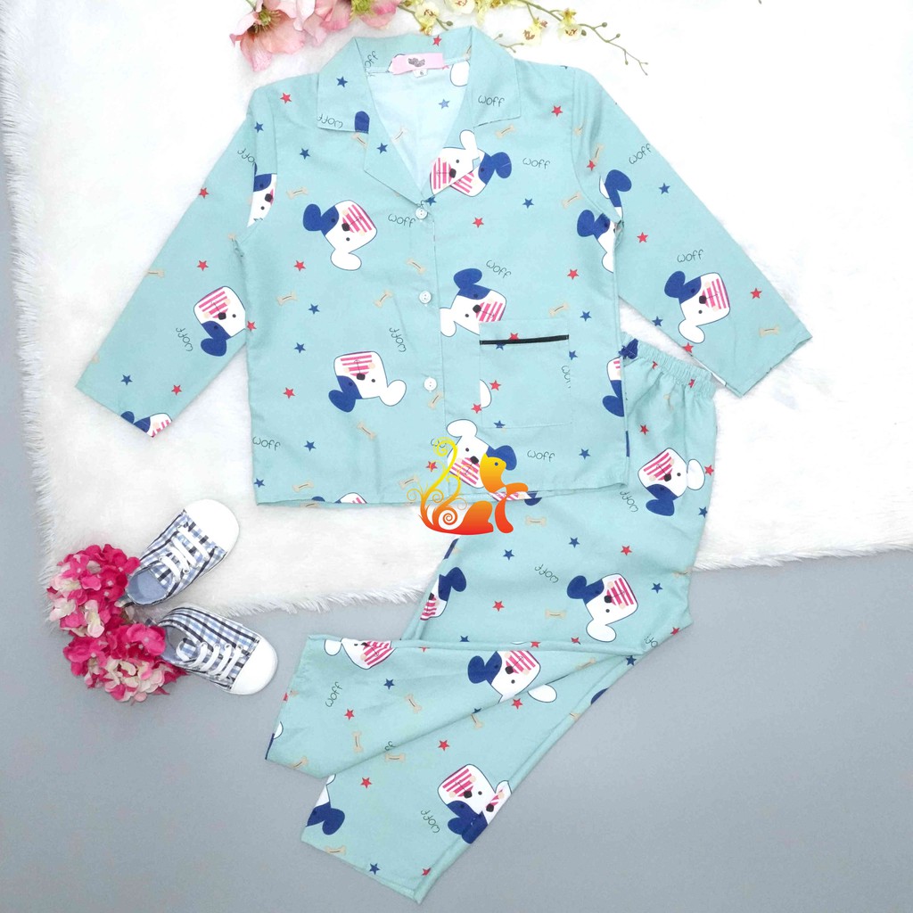 Đồ Bộ Mặc Nhà &quot;Chó ngôi sao&quot; Pijama Kate Thái Quần Dài - Cho Bé 16-42kg.