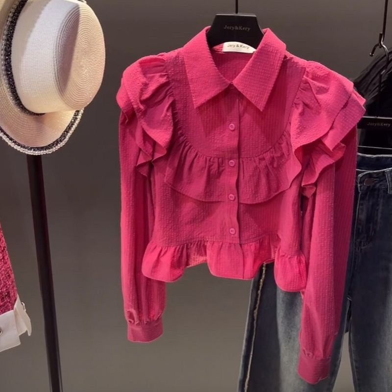 Áo Sơ Mi Nữ Dài Tay Cổ Bẻ Form Rộng Thời Trang Hàn Mới