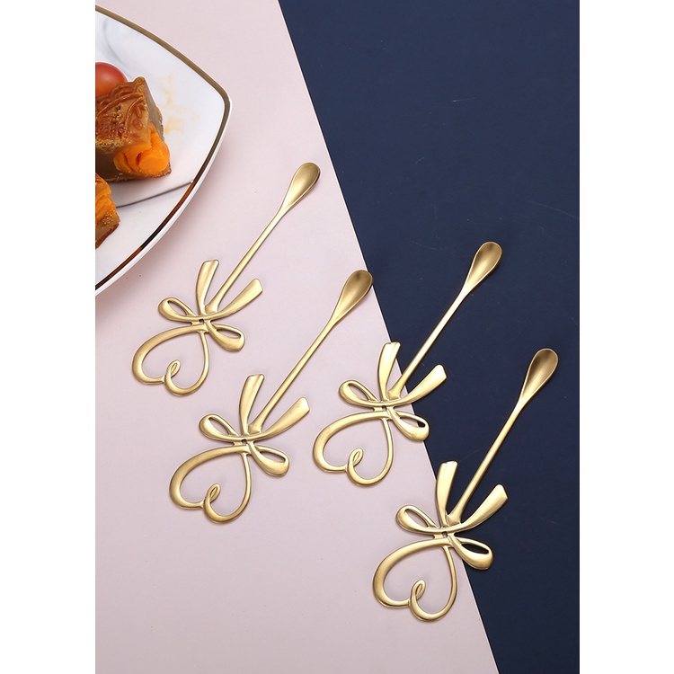 Muỗng Cà Phê Bằng Thép Không Gỉ 304 Hình Nơ Ba Chiều