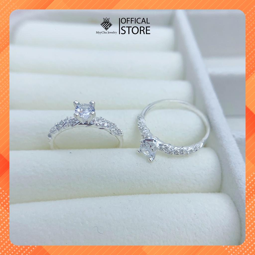 Nhẫn bạc đính đá lấp lánh cho nữ, chất liệu bạc ta cao cấp - MyyChu Jewelry