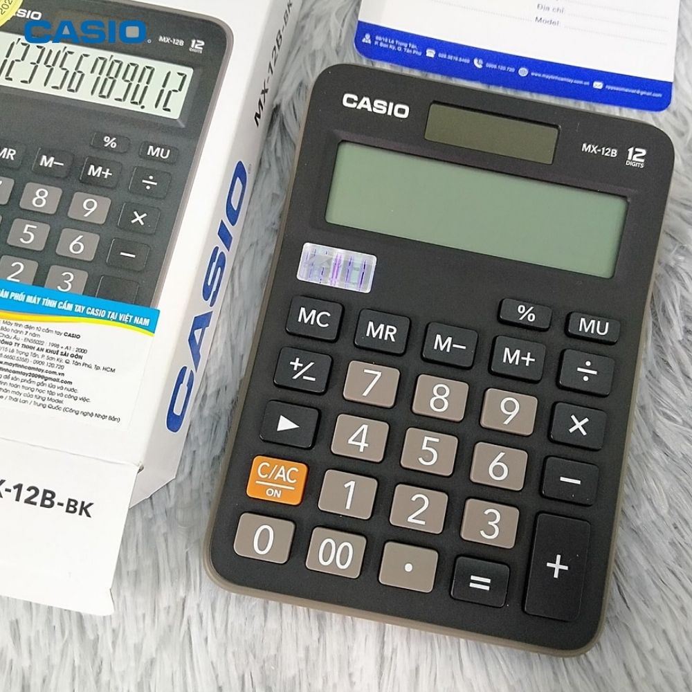 Máy Tính Casio MX-12B Sạc Pin Năng Lượng Mặt Trời Bảo Hành 7 Năm