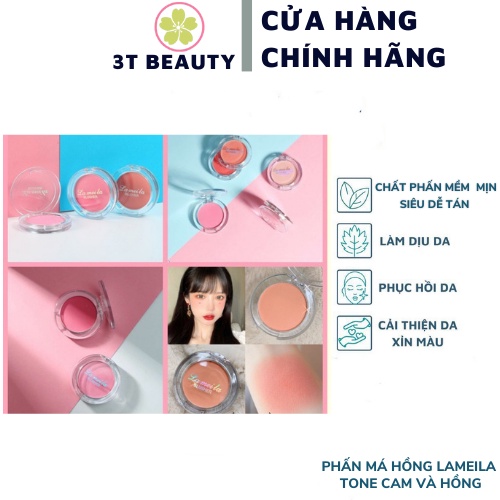 Phấn má Hồng Lameila tone cam và Hồng