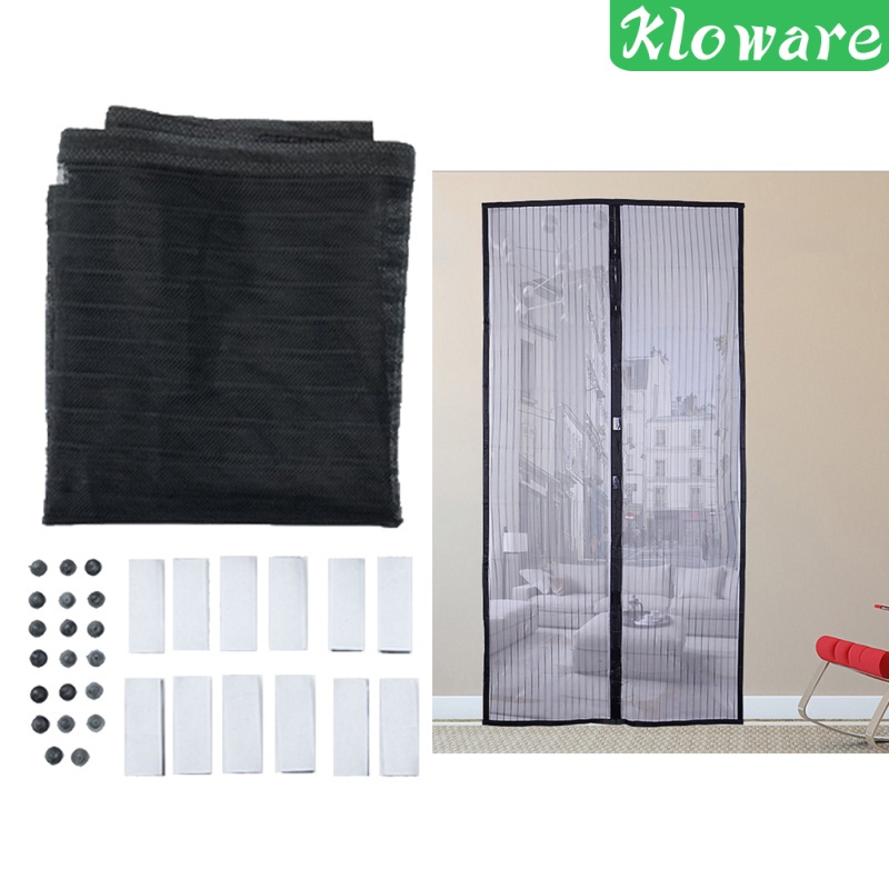 Rèm Cửa Dạng Lưới Từ Tính Chống Muỗi Màu Đen Kích Thước 80x210cm