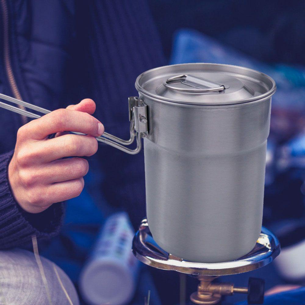 Bộ Dụng Cụ Nấu Ăn Bằng Thép Không Gỉ Thiết Kế Nhỏ Gọn Tiện Dụng Mang Theo Du Lịch Cắm Trại