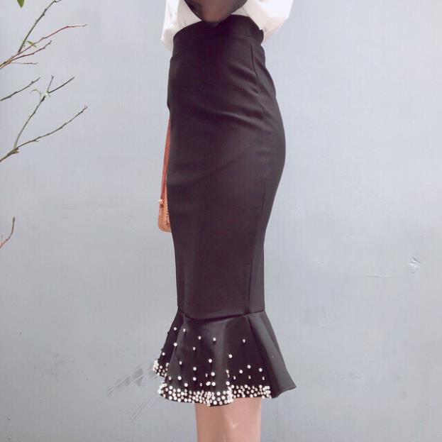 12.12 Xả - [Có size eo < 95cm] Chân Váy Lai Bèo Đính Ngọc - Chân Váy Đuôi Cá - Chân Váy Bút Chì Size