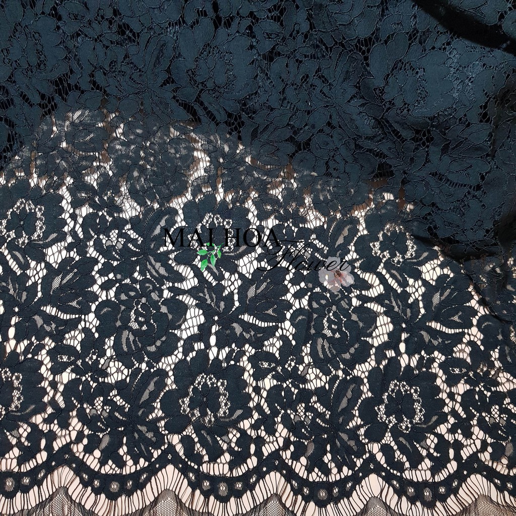 Vải ren đen dùng làm vải may đồ chất mềm mại có co giãn 150x150cm, Maihoaflower