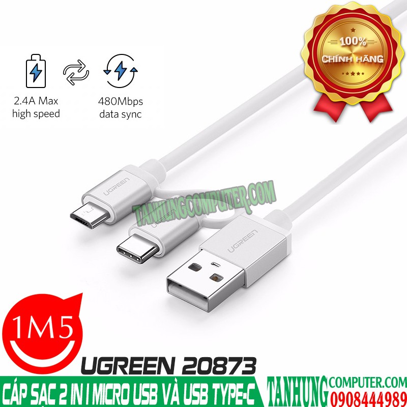 CÁP USB-A SANG MICRO USB VÀ USB-C UGREEN 20873